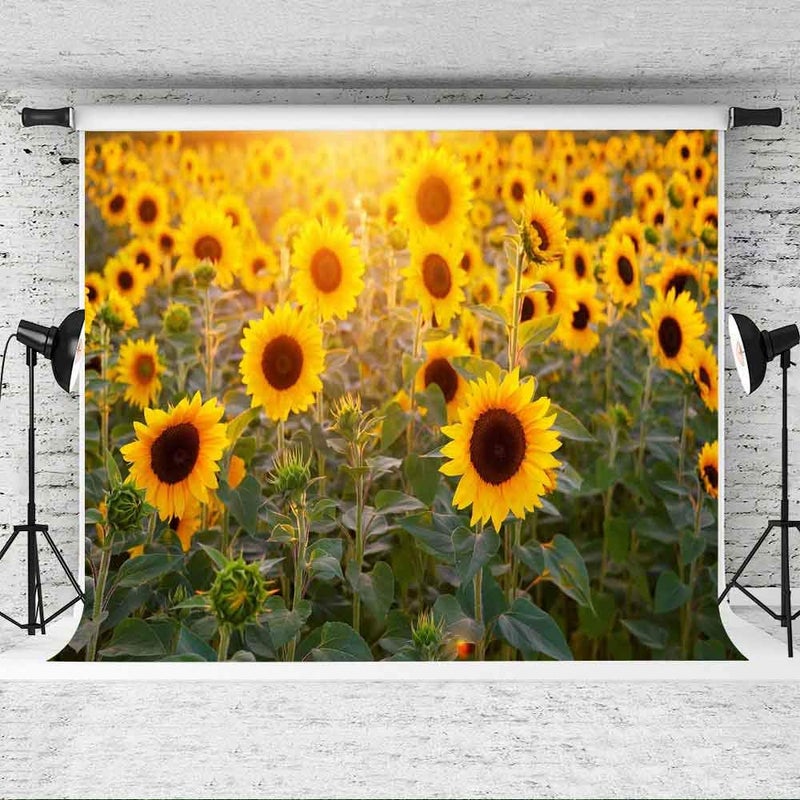 EOA 7(W) x5(H) FT Sunflower Field Backdrop Nature Yellow Flower Photography Background Wedding Retire Birthday Party Events Kids Adults Photoshot Props YouTube Studio - Image 3